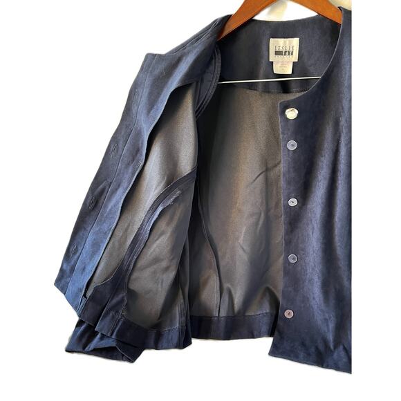 Vintage Leslie Faye Dress Top Separate - Navy - Velvet Feel - Size 16 - Picture 3 of 8